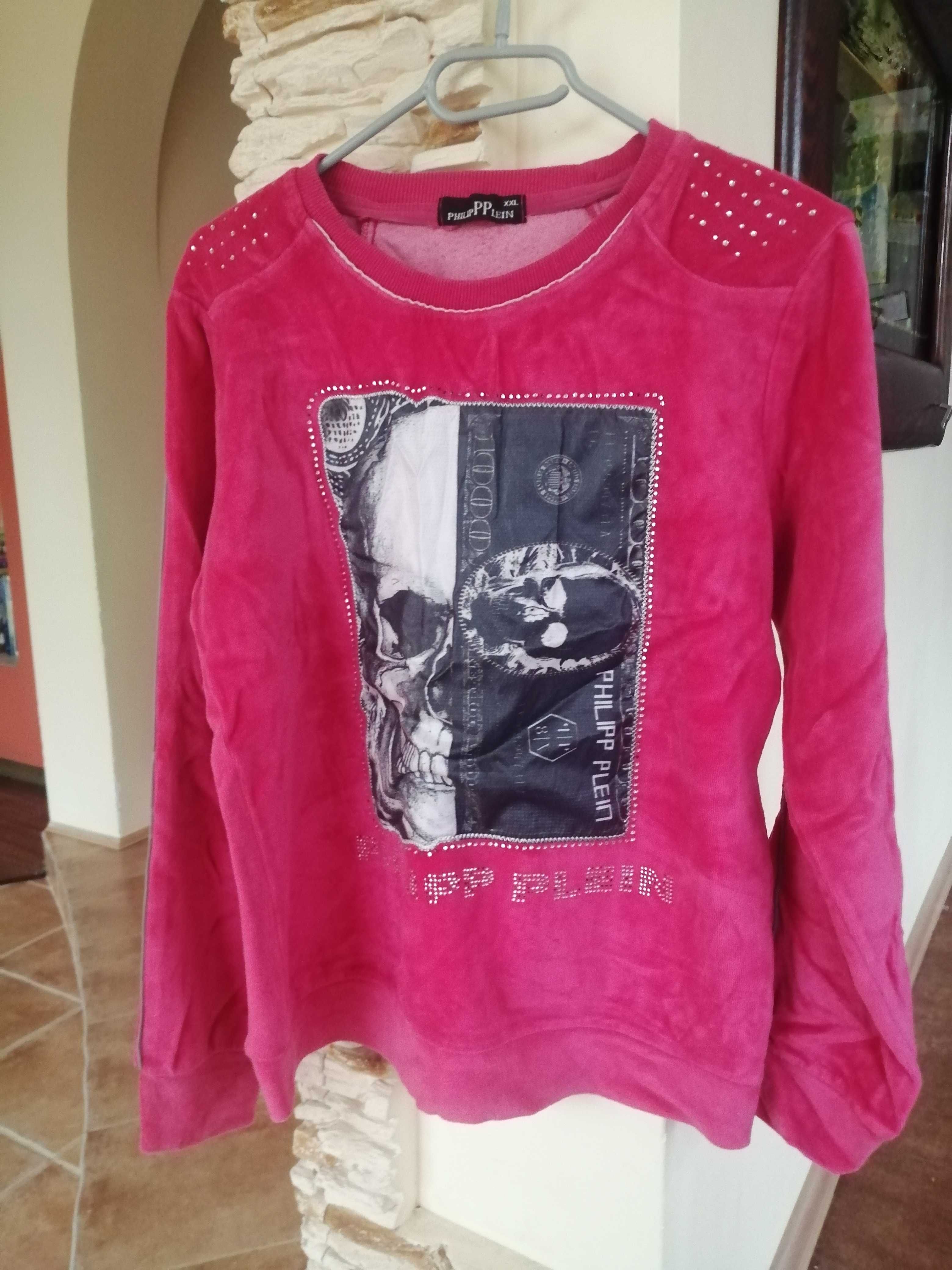 Bluza XXL Philipp Plein welur cyrkonie