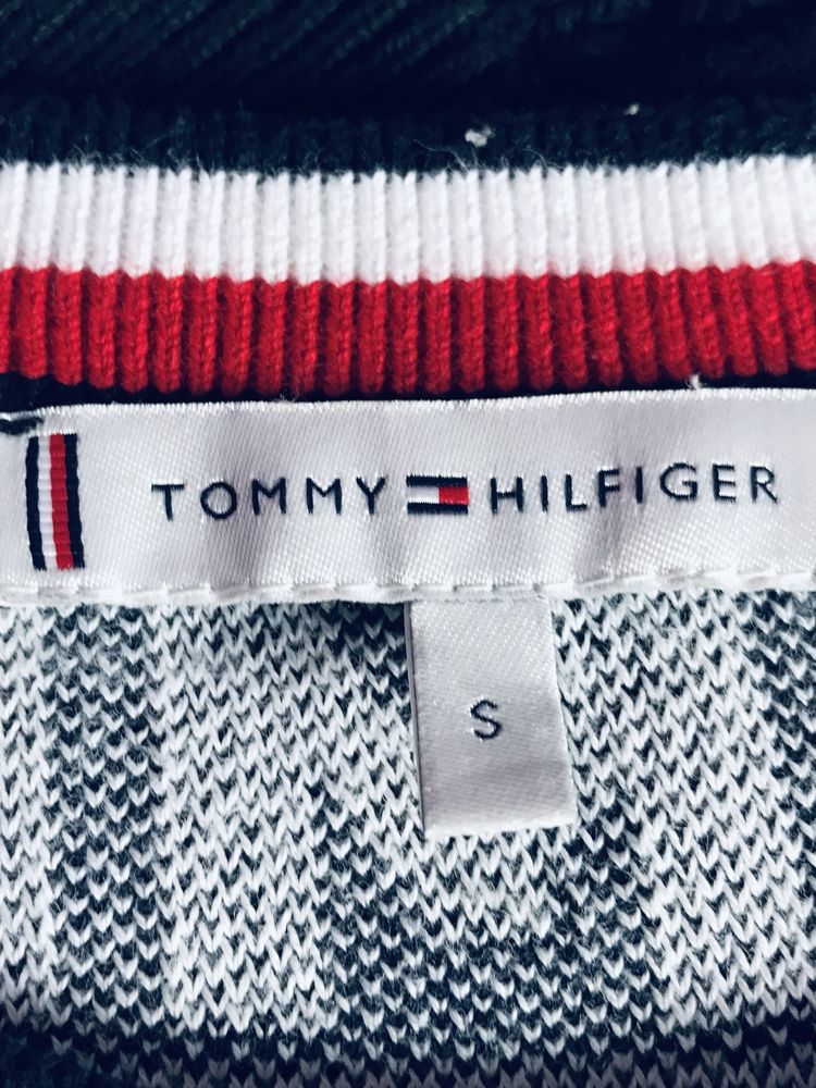 Sweterek Tommy Hilfiger, bialy, logowany, S