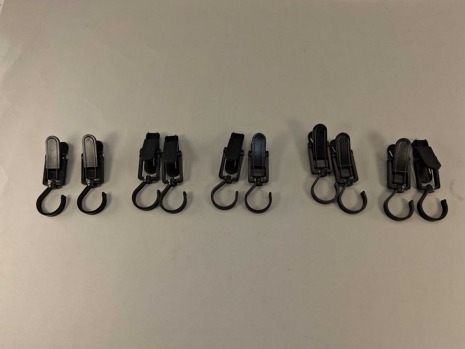 N025 Zestaw 10 Szt. Czarnych Klipsów Klamerek z Haczykiem Wieszak