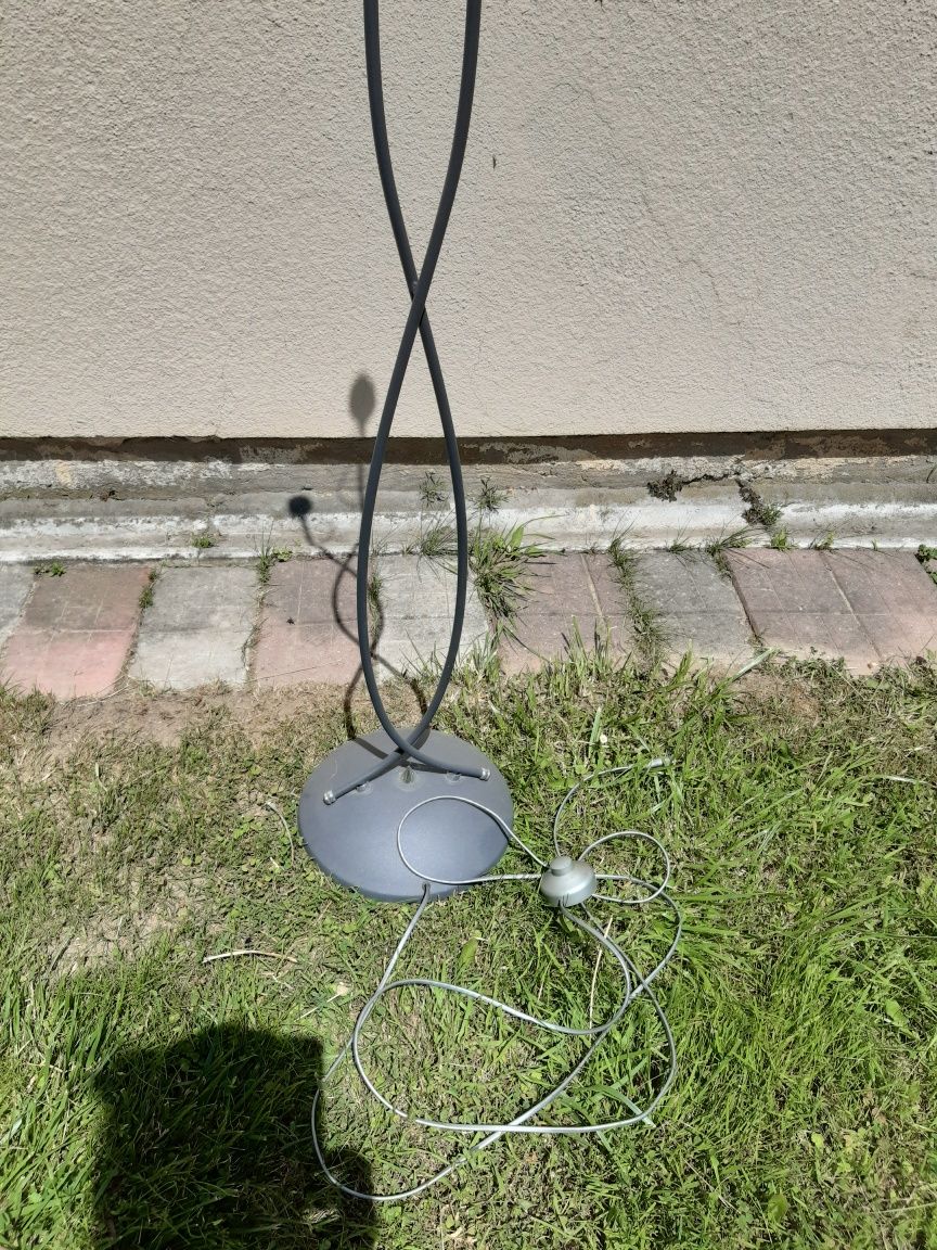 Lampa stojąca, metalowa, szara