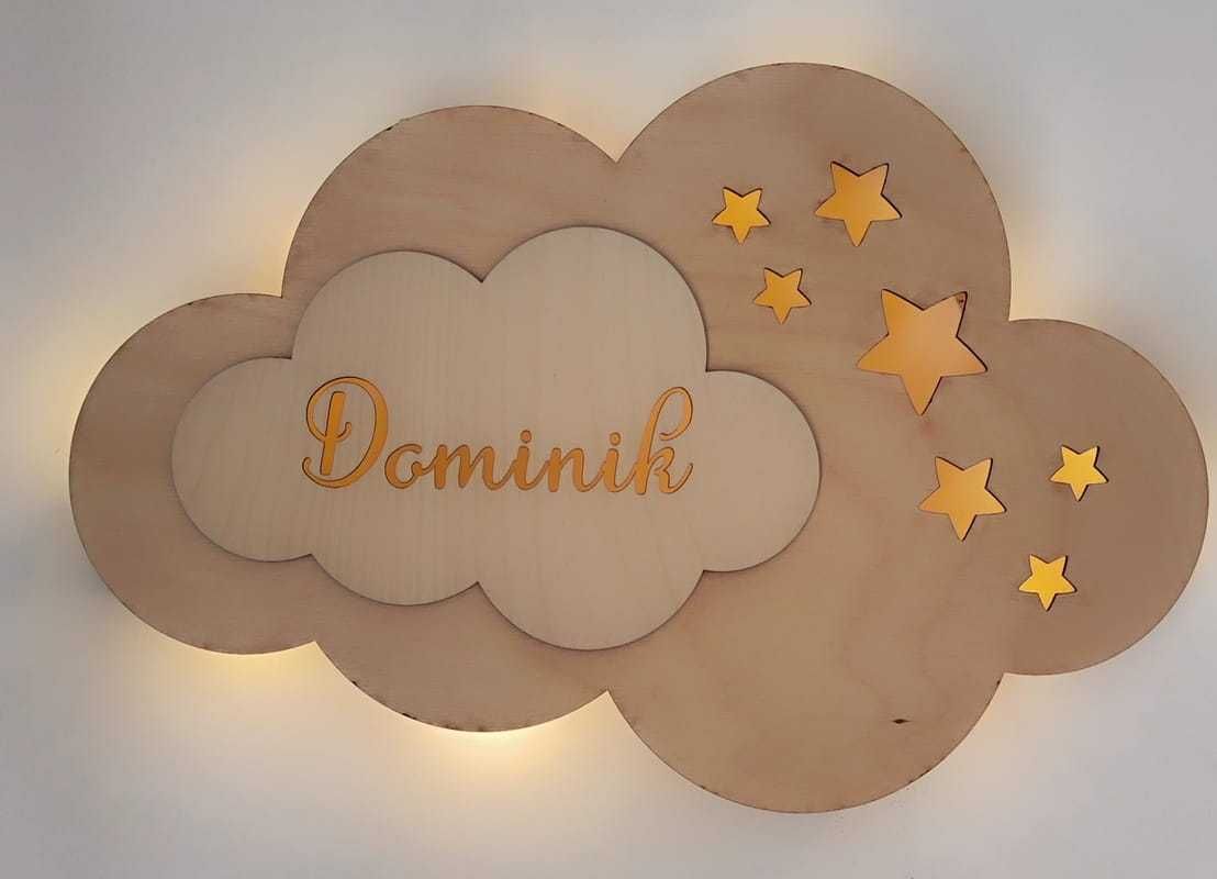 lampka LED z imieniem – ozdoba do pokoju dziecięcego Chmurka