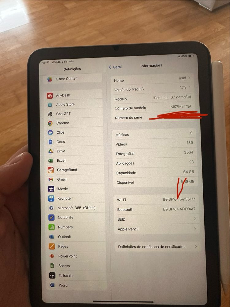 iPad mini 6ª geração 64GB + Apple Pencil | Excelente estado | 360€