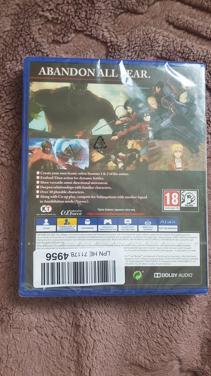 A.O.T 2 Attack on Titain 2 ps4 3A