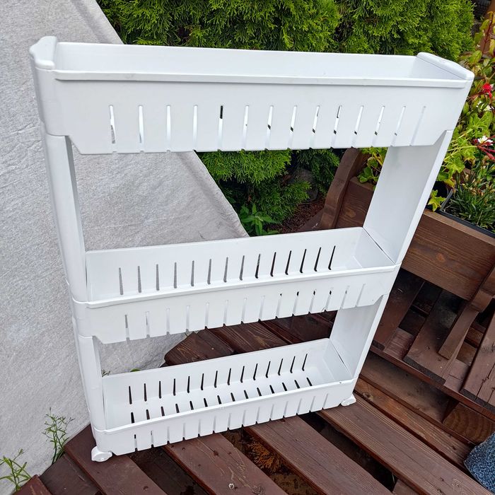 Regał szafka półka organizer do kuchni łazienki biały biała na kółkach