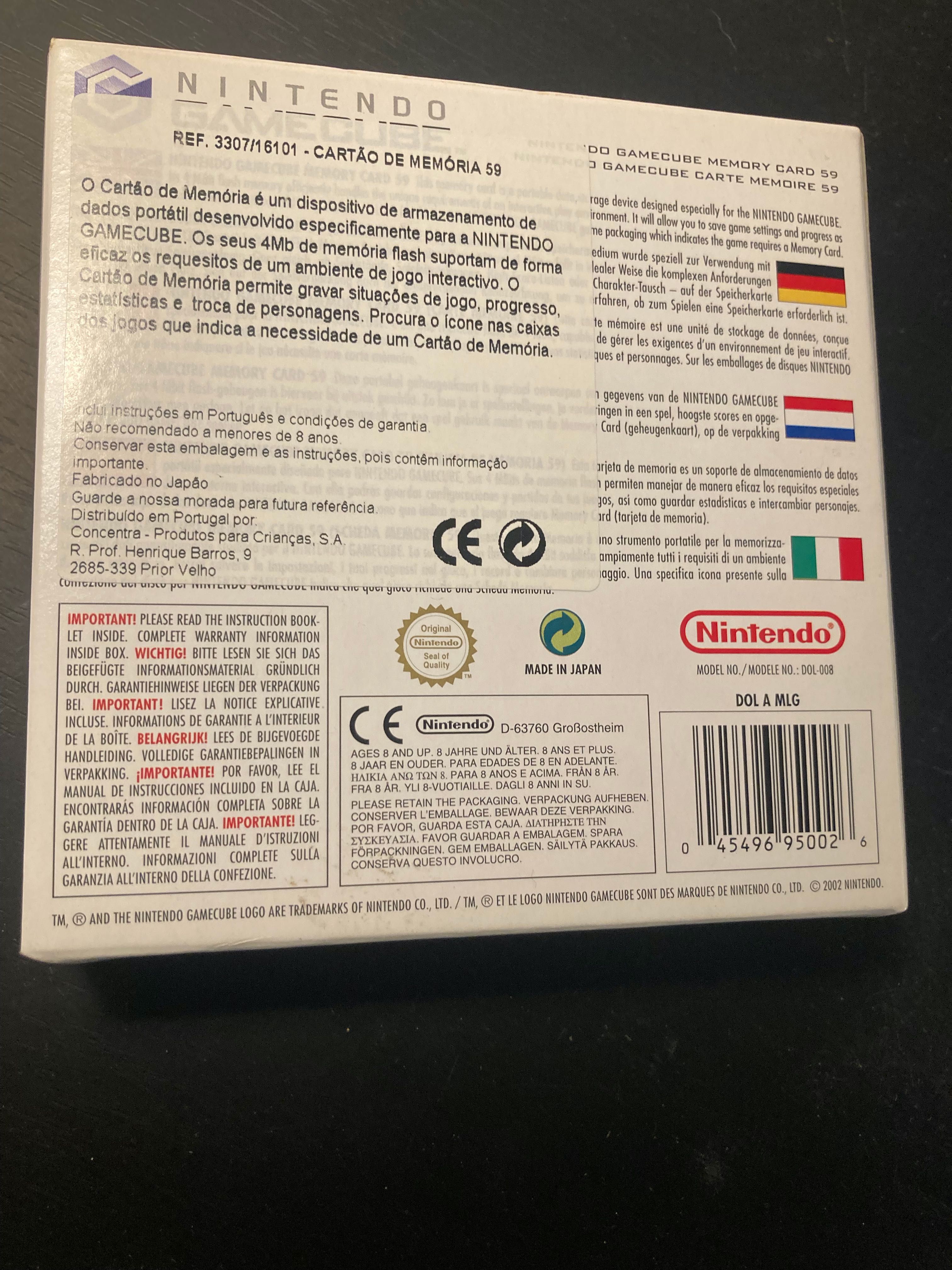 Cartão de memória Nintendo Gamecube Mermory card