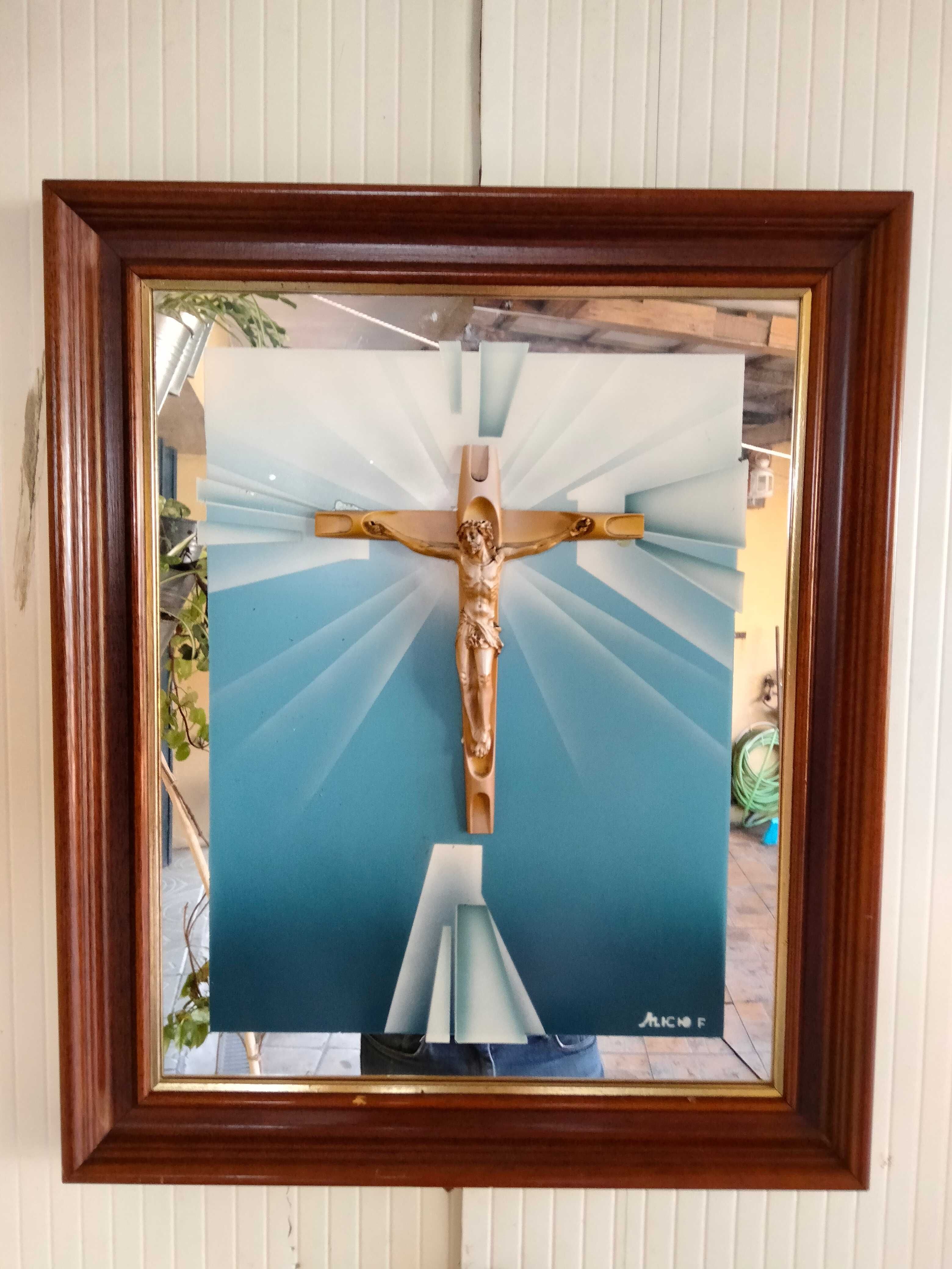 Quadro com imagem de Cristo em relevo