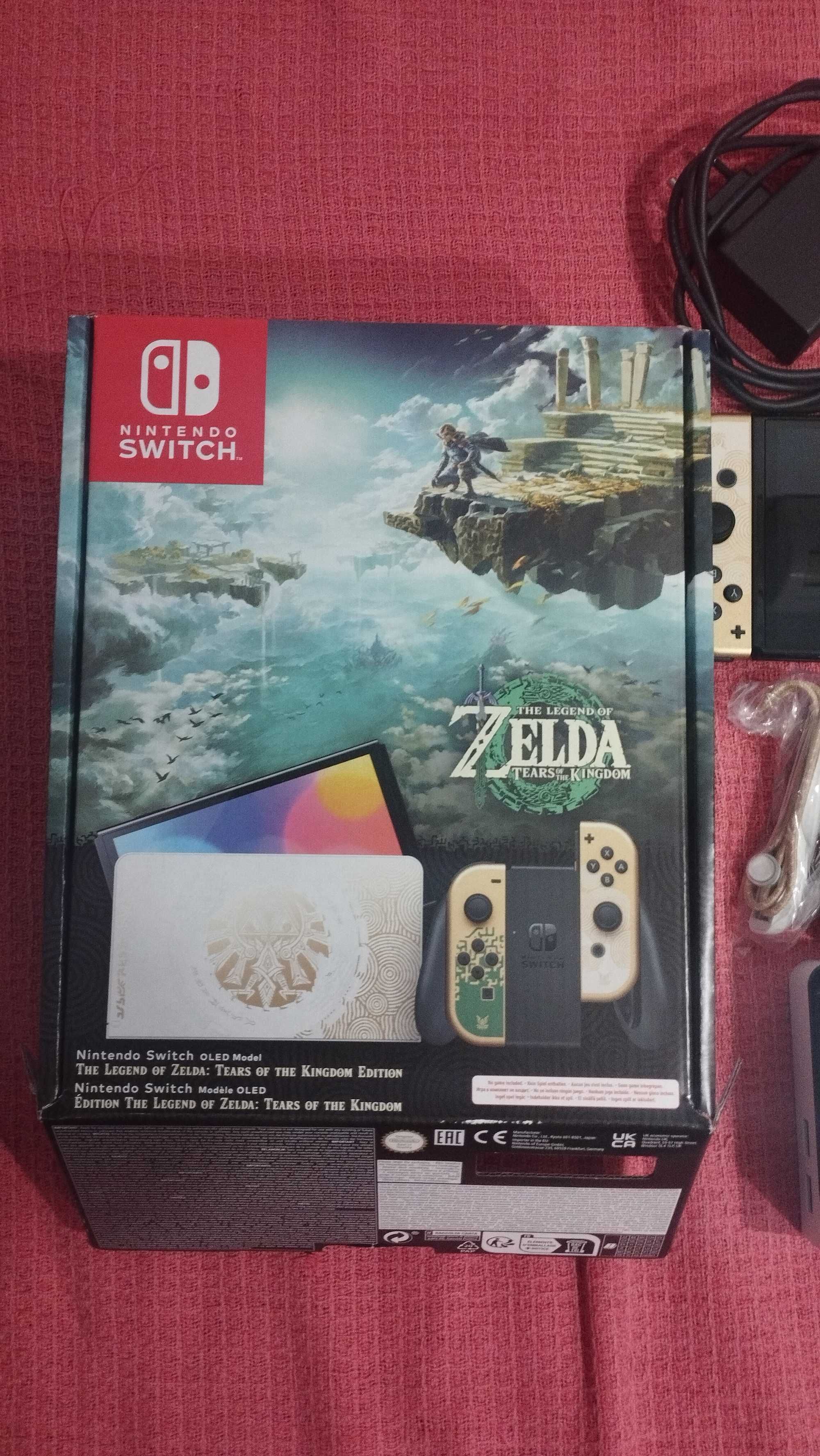 Switch 64GB OLED Legend of Zelda + Dourado Joy-Con Caixa COMO NOVA