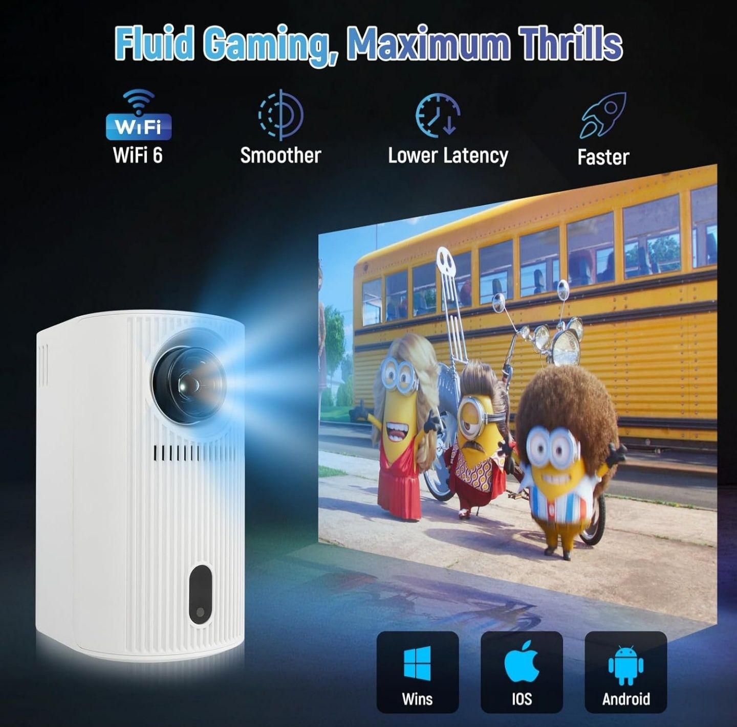 Projektor 8k mini Feclydet android 11, Netflix YouTube ANSI fhd 120"