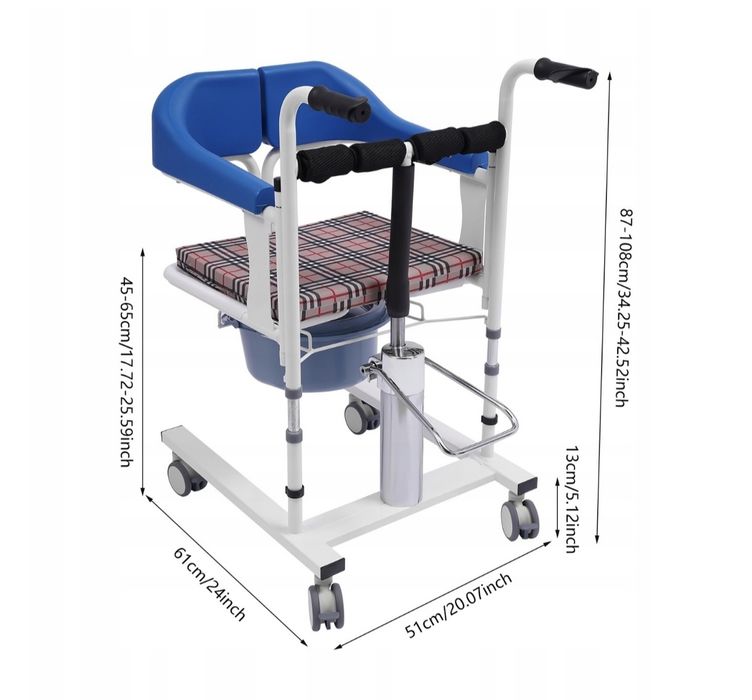 130 KG Hydrauliczny wózek inwalidzki do podnoszenia pacjenta do domu,