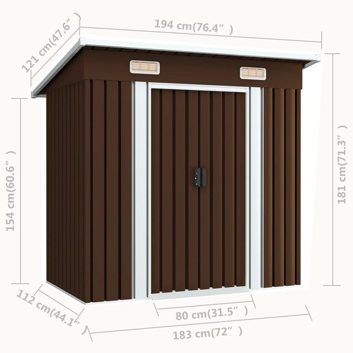 Abrigo de Jardim Metálico 194x121x181 cm – Compacto e Resistente
