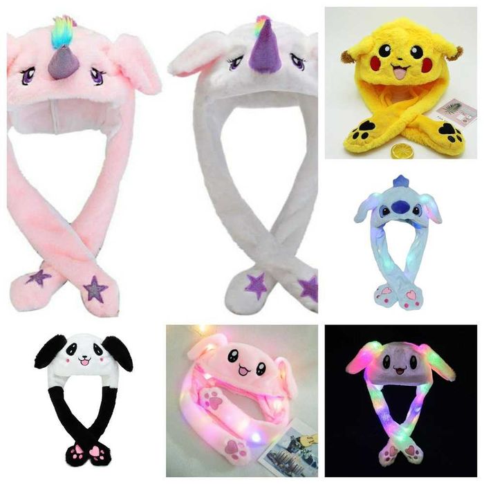 Карнавальная шапка с подсветкой и поднимающимися ушами (зайчик\пикачу)