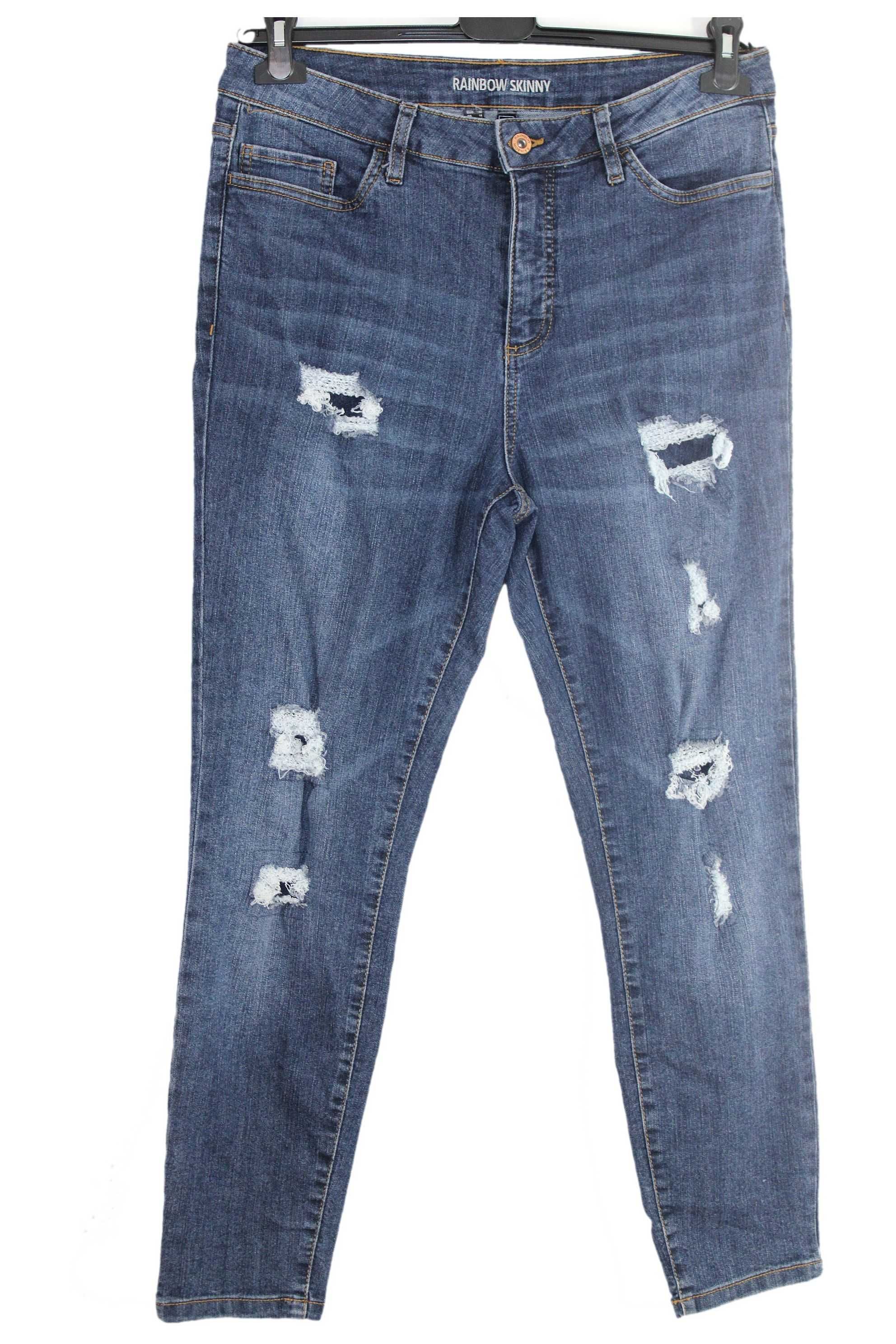 w7 RAINBOW Damskie Spodnie Jeans Skinny Dziury 42 XL
