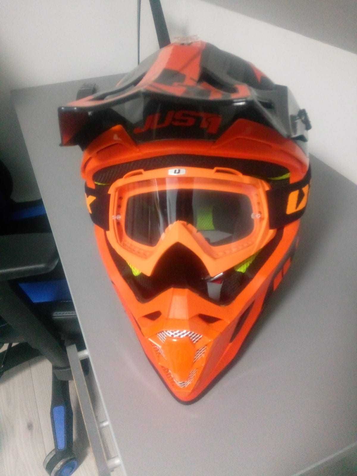 Kask L Crossowy plus gogle wszystko nowe