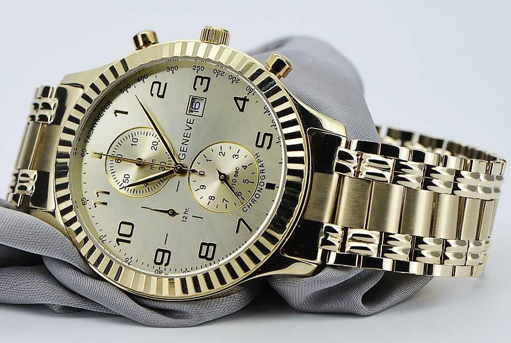 Złoty zegarek 14k 585 z bransoletą męski 14k  Geneve mw007y&mbw006y L