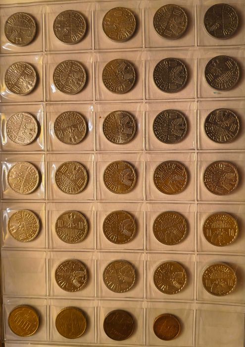 Zestaw monet austriackich z lat 1961 do 1994