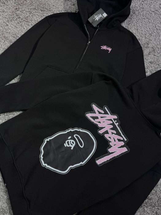 Zip hoodie stussy bape зип худи стуси бейп