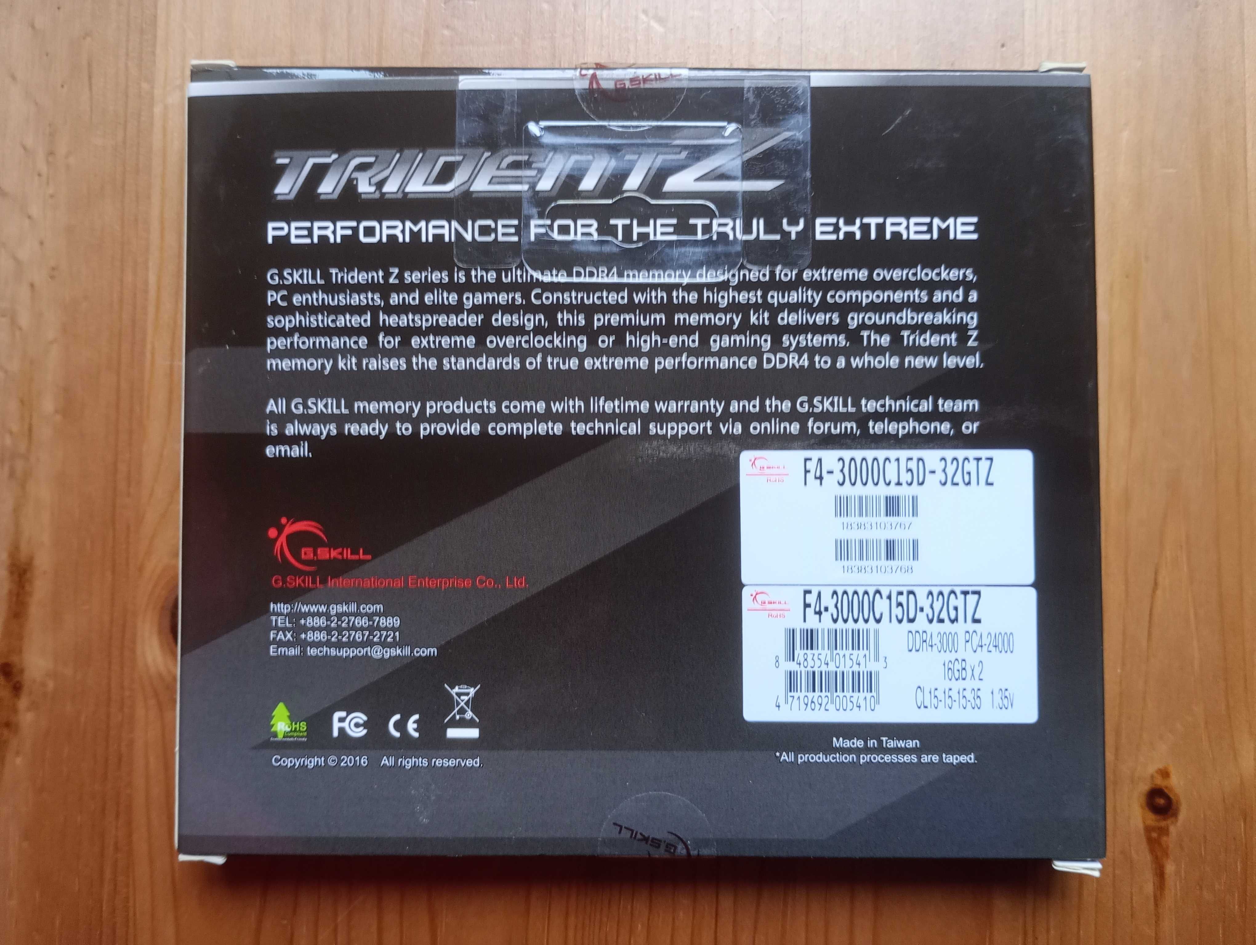G.SKILL Trident Z 32GB (2x16GB) DDR4-3000 CL15