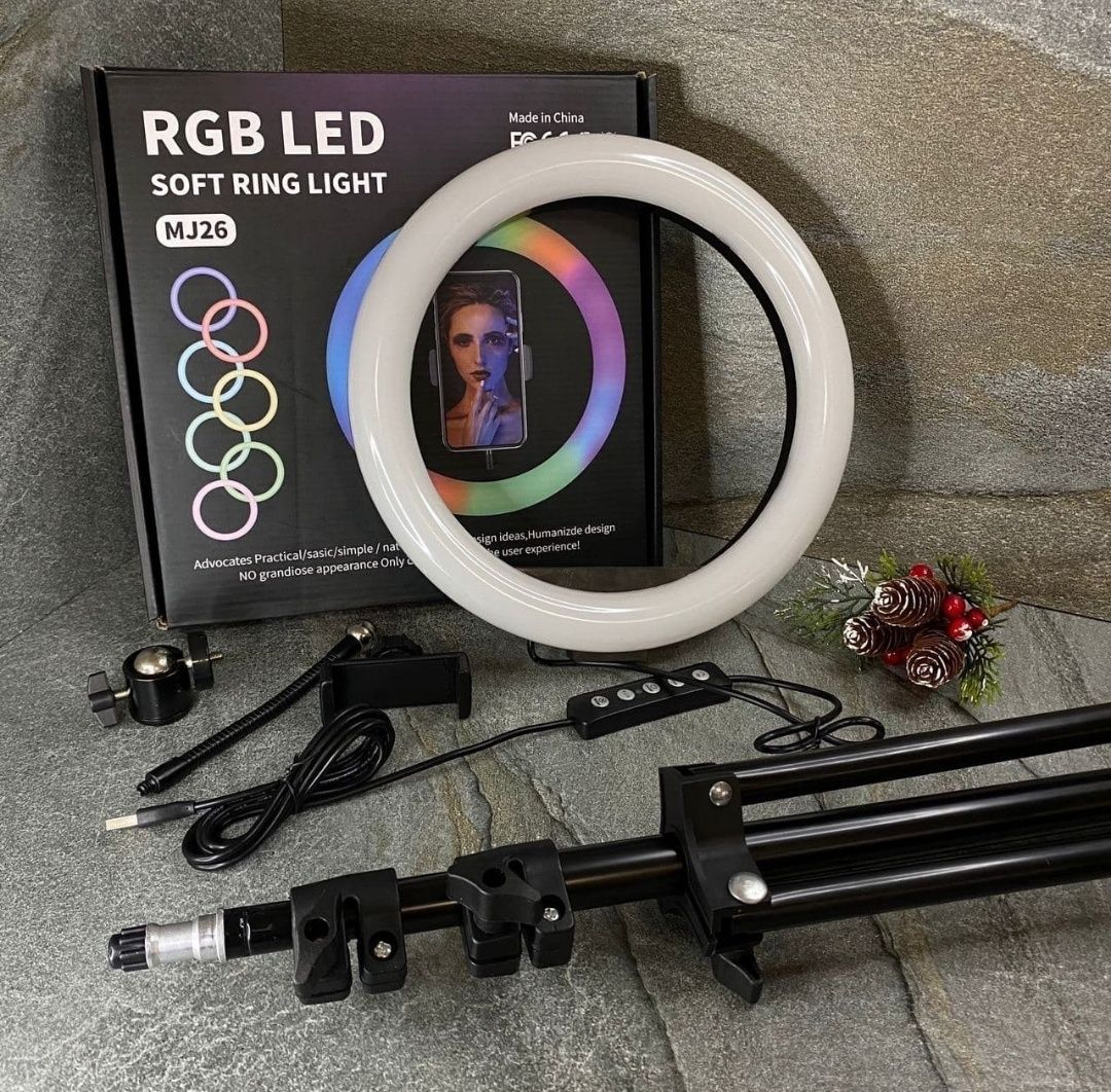 Кольцевая лампа RGB, MJ 26 LED, + 2.1м штатив