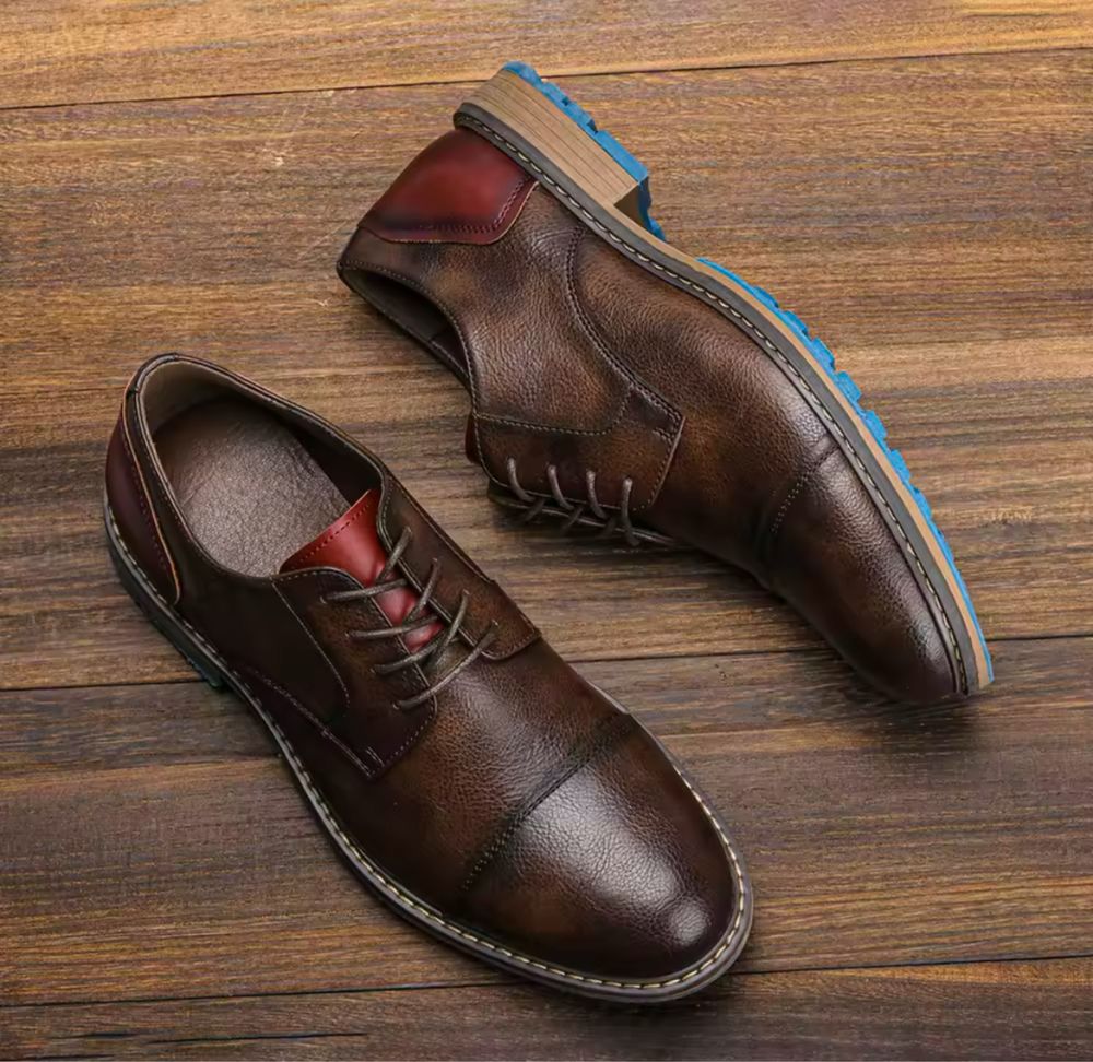 Półbuty męskie derby oxfordki martensy brązowe eleganckie casual