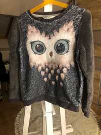 Sweter polar pluszowy bluza sowa h&m 122/128