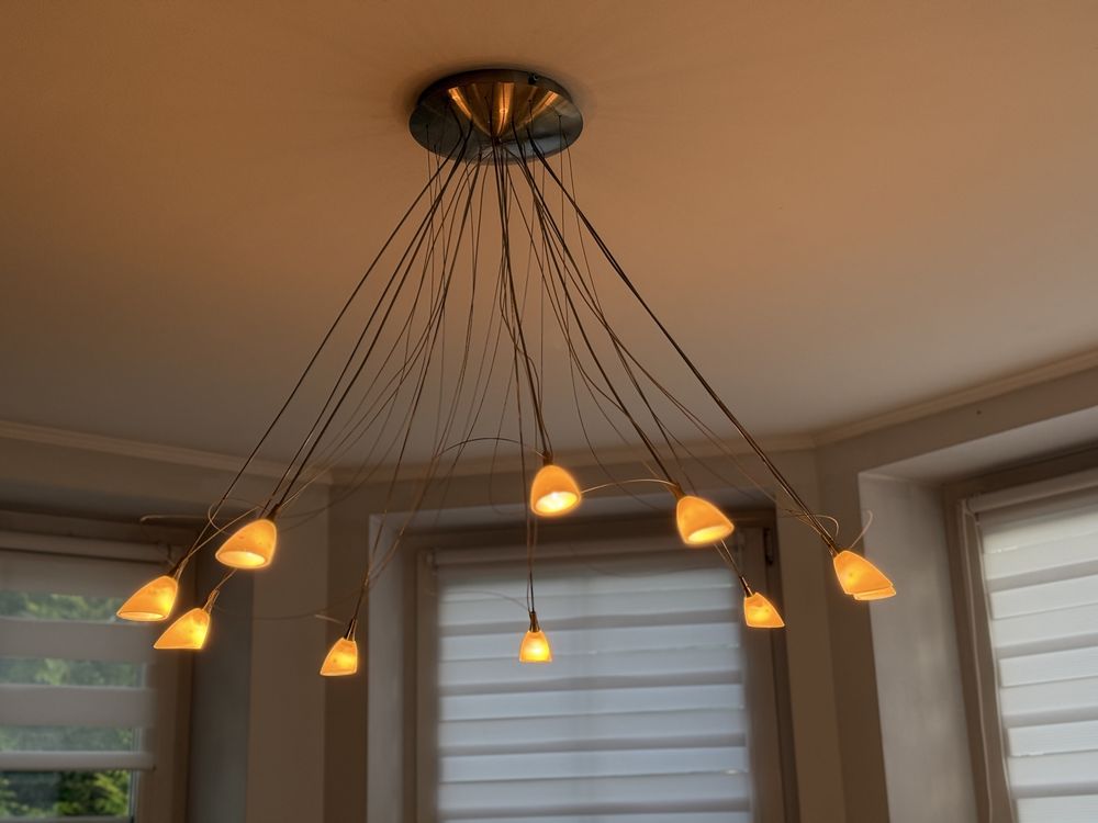 Nowoczesna lampa sufitowa Massive 10x G4 – styl pająk, szkło mleczne