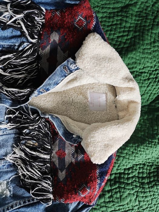 Nowa kurtka jeansowa Zara na baranku Aztecka XS-S