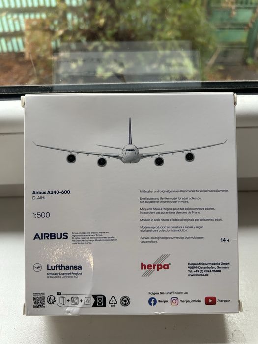 Herpa Model samolotu Lufthansa Airbus A340-600 skala 1:500