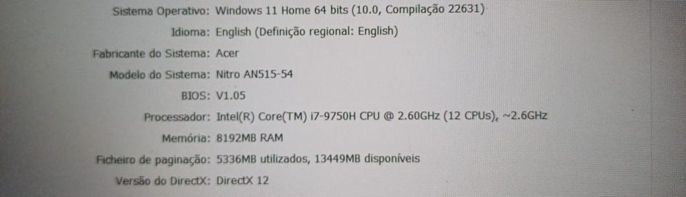 Acer nitro 5 512GB