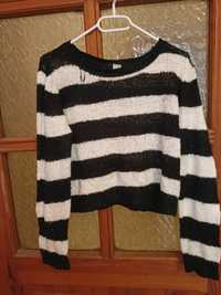 Sweter biało czarny zebra r.s/36