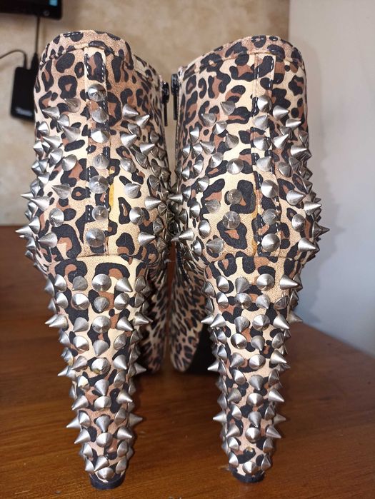 Весільні леопардові ботильйони на масивній платформі підборах 41р/27см