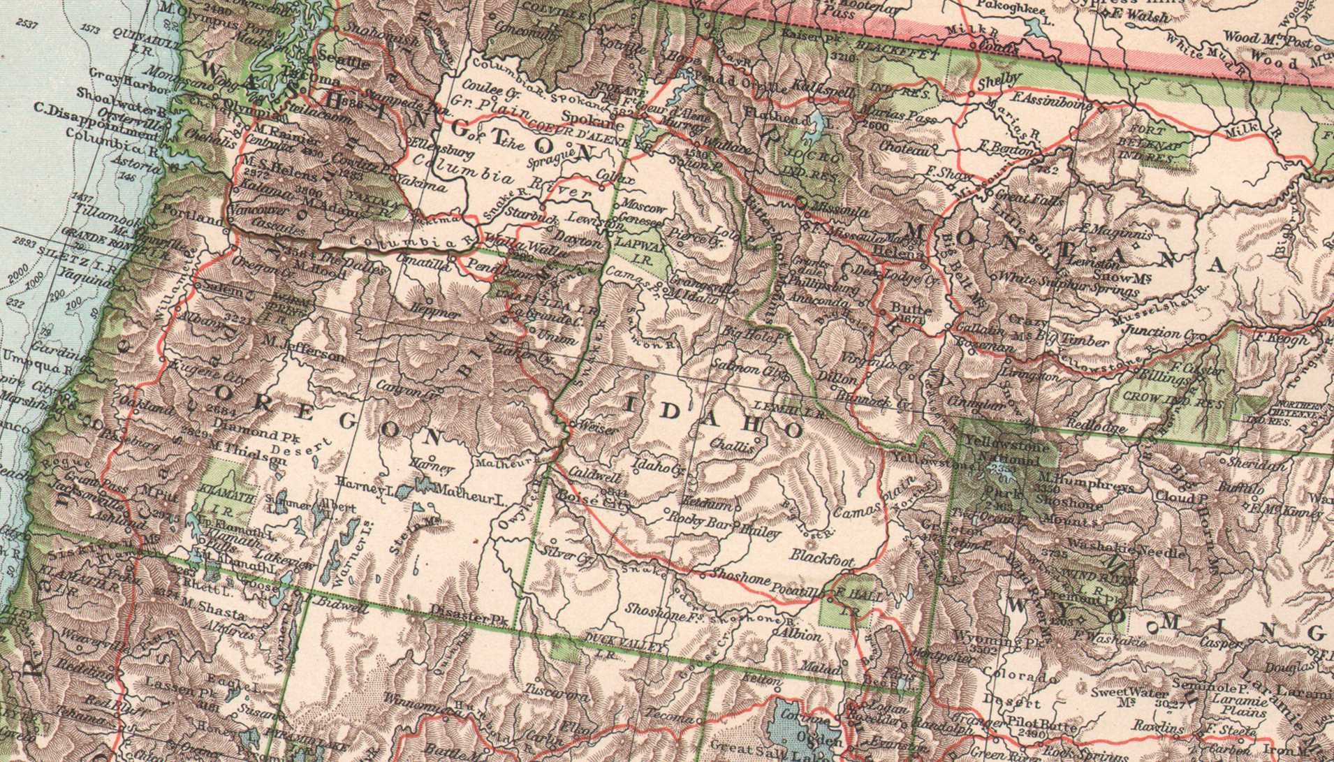 USA Stany Zjednoczone Ameryki Duża efektowna mapa 1900 r. autentyk