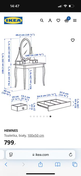 Toaletka Hemnes Ikea