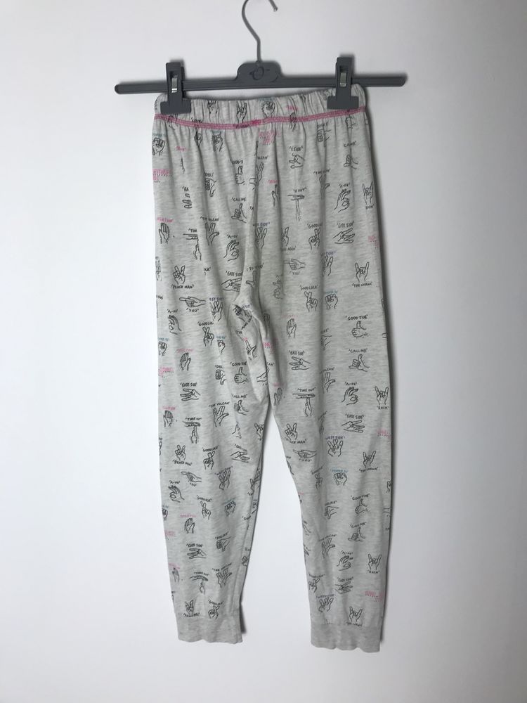 Szare spodnie piżamowe, dresy z wysokim stanem we wzory