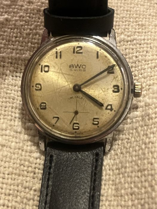 Vintage BWC Swiss Incabloc Mechaniczny Zegarek Meski