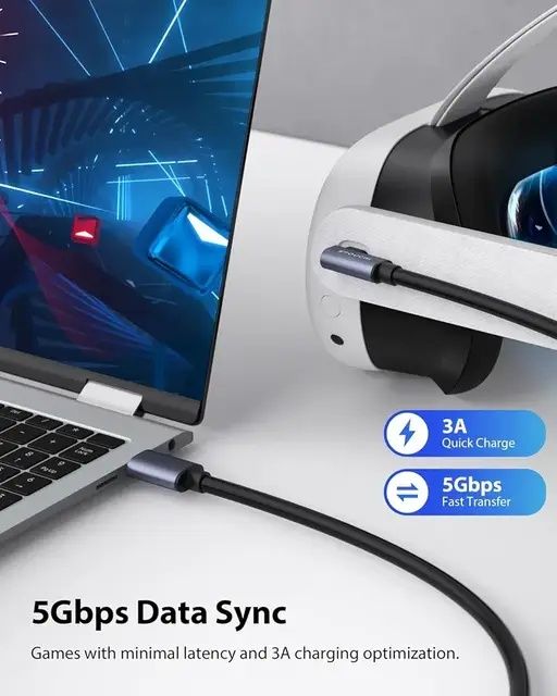 Кабель Link 5M, сумісний із Meta/Oculus Quest3/Quest2/Pro, PICO 4 Stea