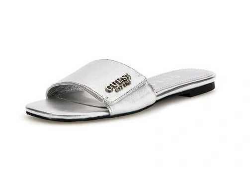 Klapki damskie Guess wsuwane Srebrne Modne eleganckie Rozmiar 39