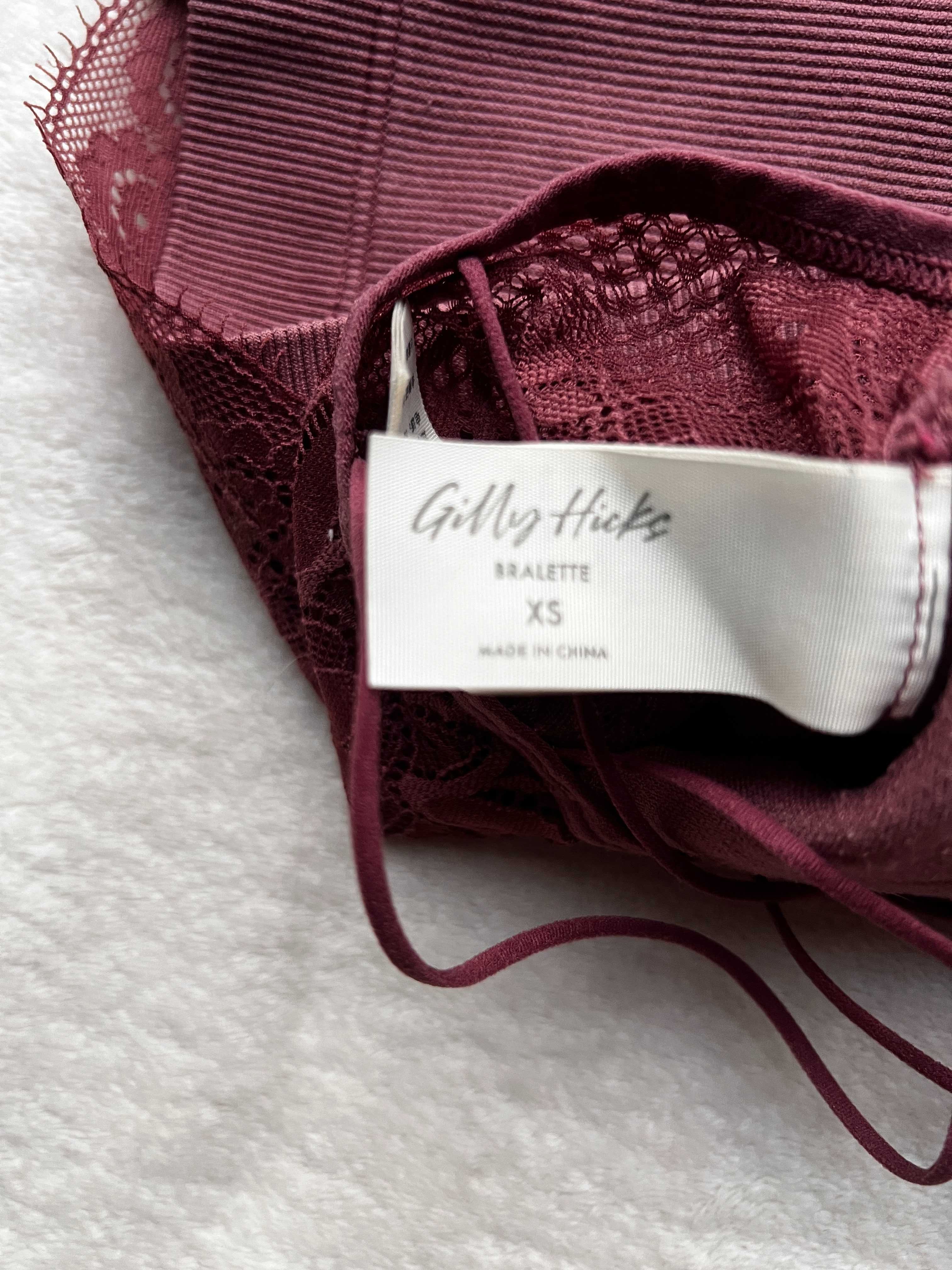 Burgundowy koronkowy top Gilly Hicks - rozm. XS