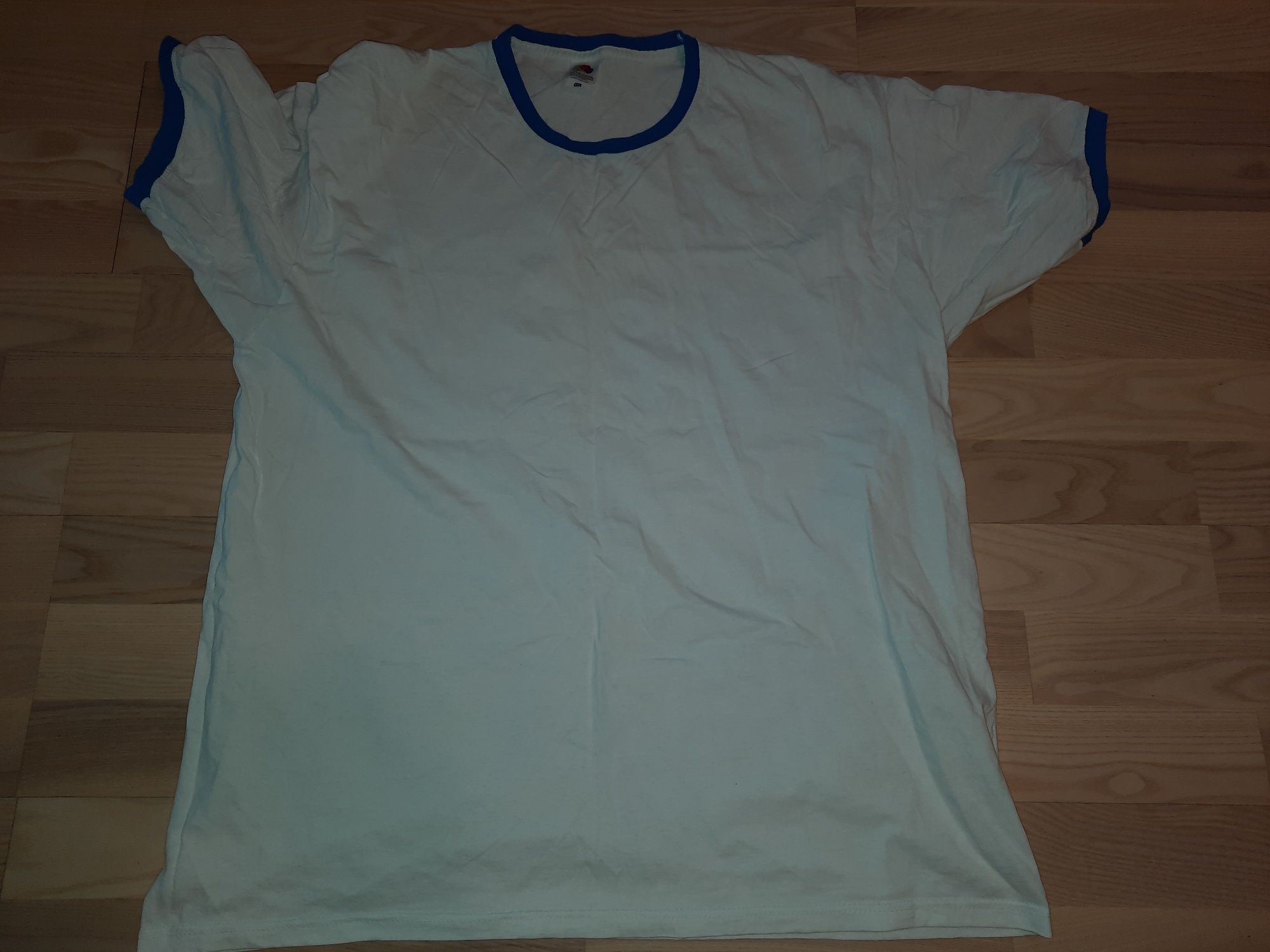 koszulka retro tshirt bialy z niebieskim roz XXL 2XL dla fana Finlandi