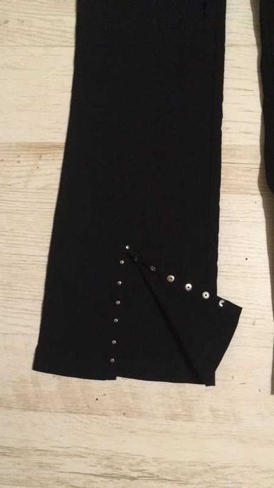 Tom Tailor dzwony czarne wysoki stan 36 S szerokie nogawki