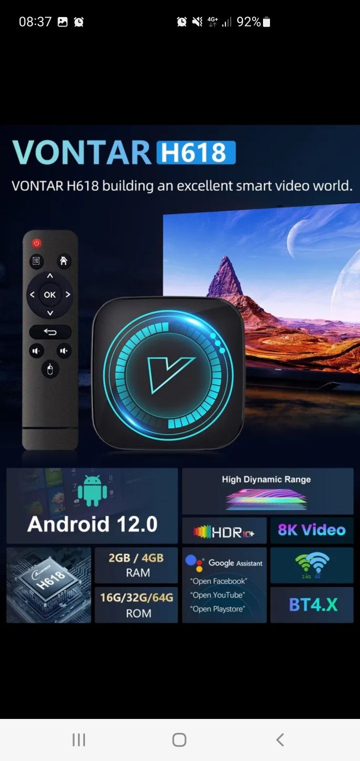 Box Android 4k 4gb/32gb android 12.0