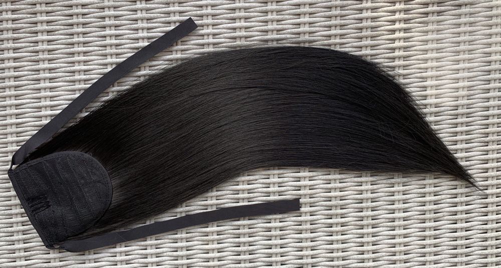Premium Ultra włosy doczepiane, naturalna czerń, kucyk, treska ( 181 )