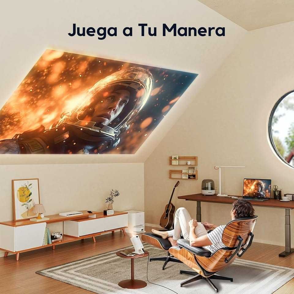 Projetor Portátil 1080P, Rotativo Compatível TV Stick/iOS/Android/USB