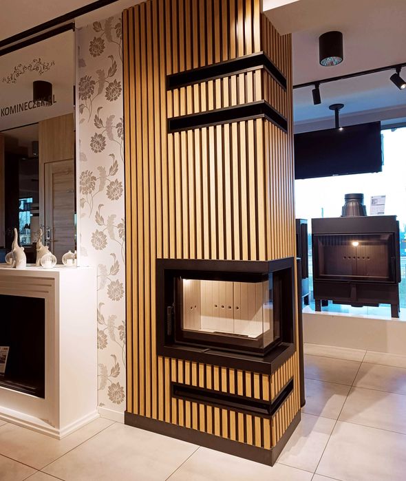 Kominek z boczną szybą i ramką stalową z montażem Kraków Katowice