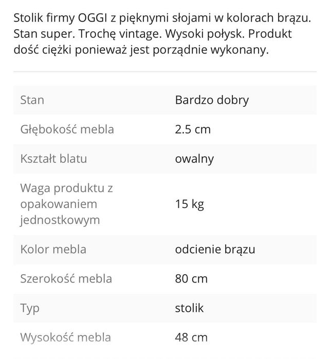 Stolik kawowy marki OGGI (polski projektant)