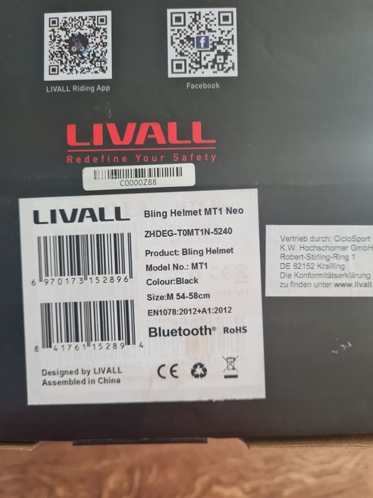Livall Smart Kask MTB MT1 Neo Intercom/LED/SOS/BT r. 54-58cm czarny