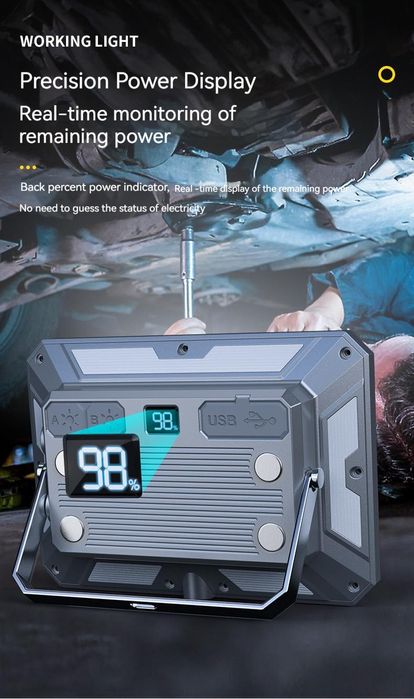 Прожектор на акумуляторі алюмінієвий аварійний фонарик автономний