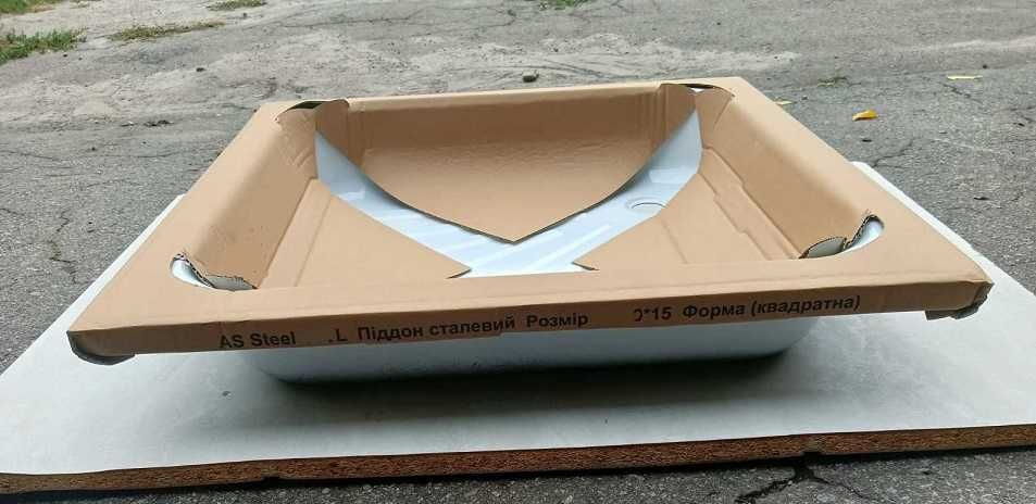 Новый стальной угловой душевой поддон. 70х70, 80х80, 90х90 см.