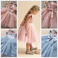 Детское красивое Платье нарядное на девочку розовое голубое 1 2 3 4 5