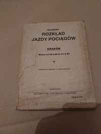 Stary rozkład jazdy pociągów PKP z czasów prl-u