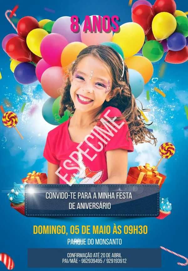 Convites digitais aniversários festas batizados eventos